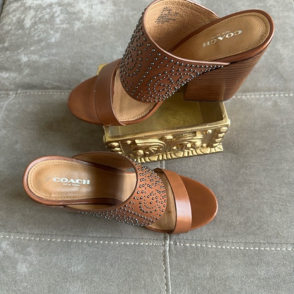 Coach Tan Studded Women's Sandals - Picture 5 of 7